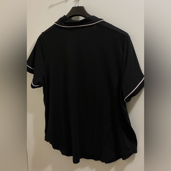 Women's Black Pajama / Loungewear Set with Lavender colored Trim - Picture 3 of 14